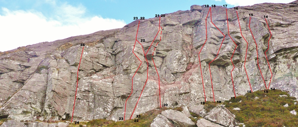 Glutton Crag routes 14 - 24