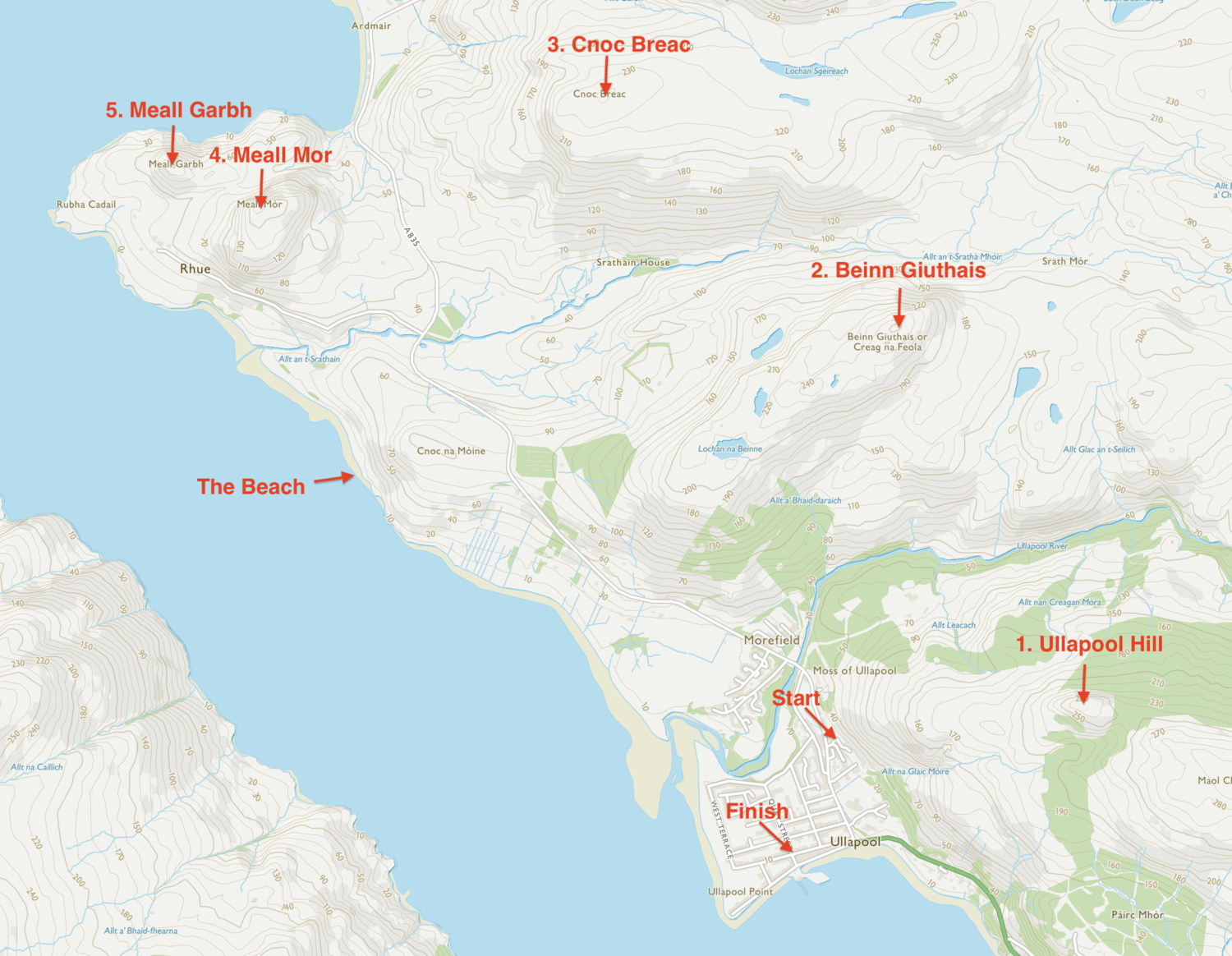 5 Peaks of Ullapool Map